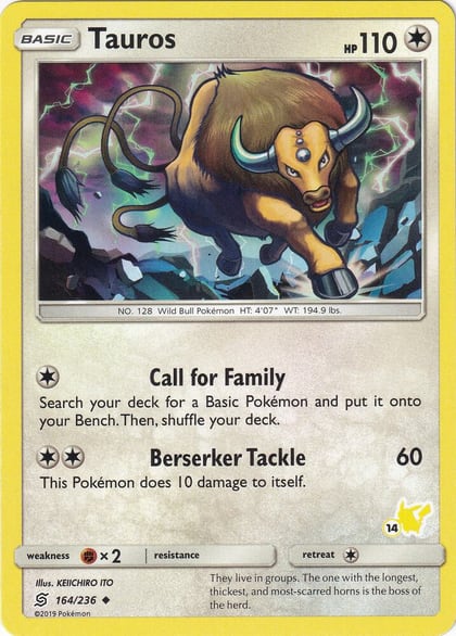 Tauros - 164/236 (#14 Pikachu Stamped), Battle Academy 164/236