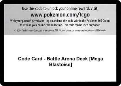 Code Card - Battle Arena Deck [Mega Blastoise], SM - Celestial Storm P266425