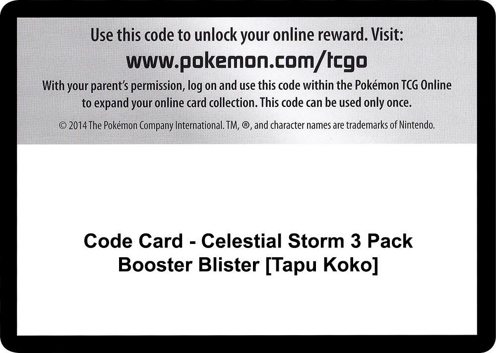 Code Card - Celestial Storm 3 Pack Booster Blister [Tapu Koko], SM - Celestial Storm P266429