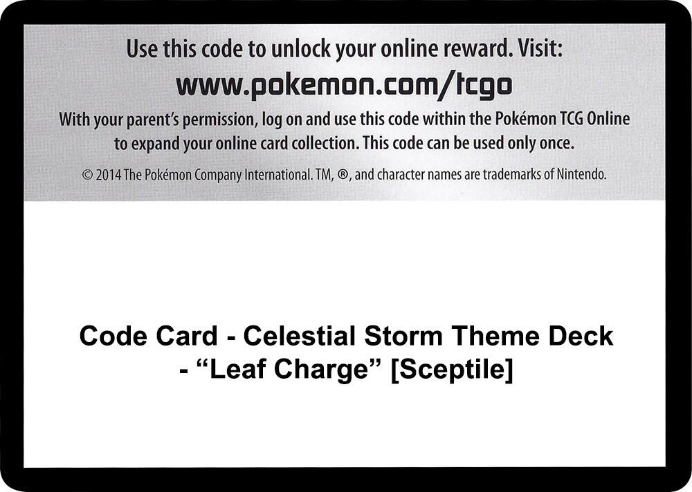 Code Card - Celestial Storm Theme Deck - "Leaf Charge" [Sceptile], SM - Celestial Storm P266436