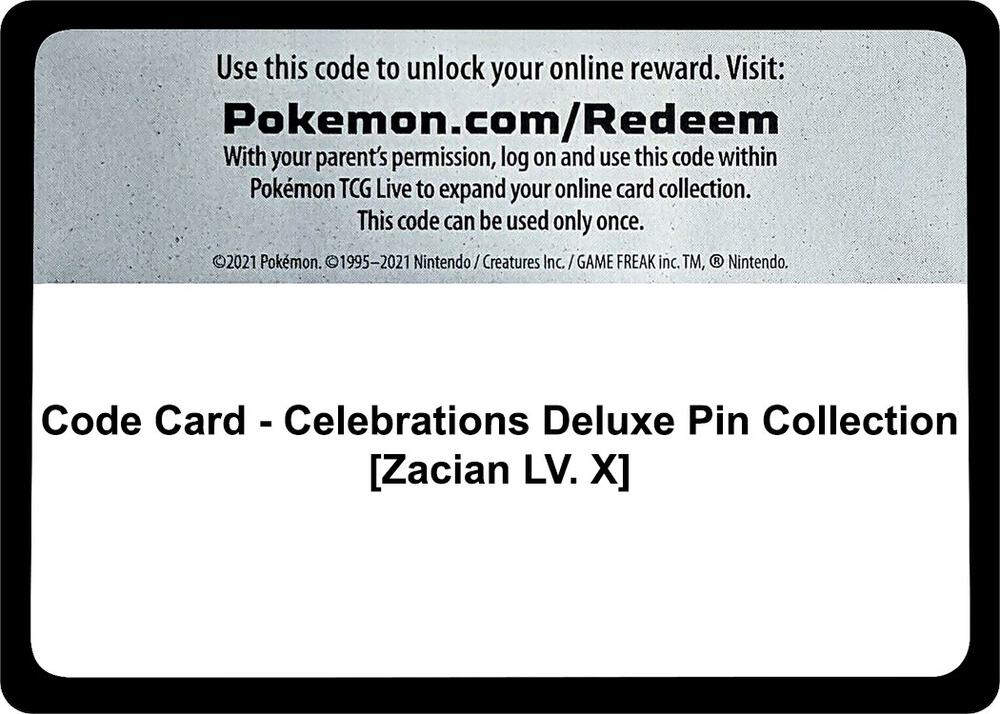 Code Card - Celebrations Deluxe Pin Collection [Zacian LV. X], Celebrations P251057
