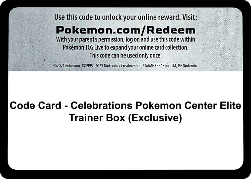 Code Card - Celebrations Pokemon Center Elite Trainer Box (Exclusive), Celebrations P251219