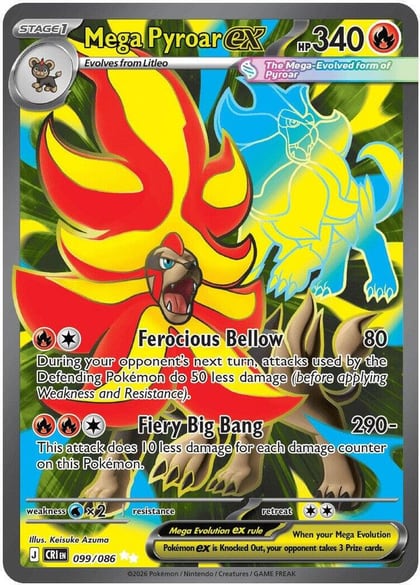 Mega Pyroar ex - 099/086, ME04: Chaos Rising 099/086