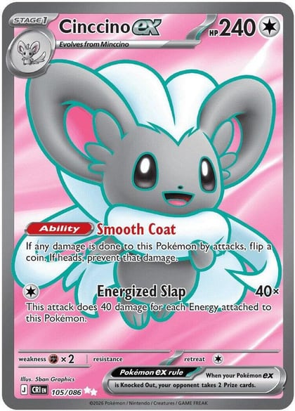 Cinccino ex - 105/086, ME04: Chaos Rising 105/086