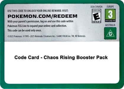 Code Card - Chaos Rising Booster Pack, ME04: Chaos Rising P695313