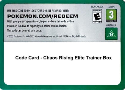 Code Card - Chaos Rising Elite Trainer Box, ME04: Chaos Rising P695397
