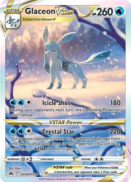 Glaceon VSTAR, SWSH: Crown Zenith: Galarian Gallery GG40/GG70