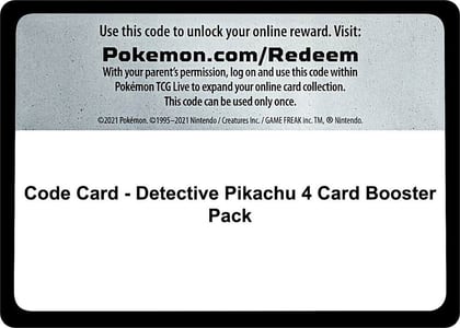 Code Card - Detective Pikachu 4 Card Booster Pack, Detective Pikachu P267727