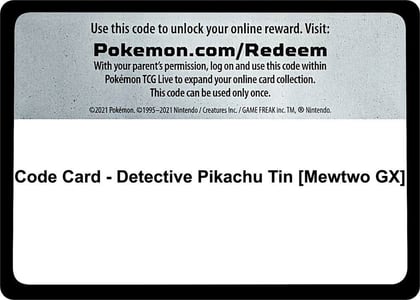 Code Card - Detective Pikachu Tin [Mewtwo GX], Detective Pikachu P267733