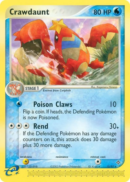 Crawdaunt - 13/97, EX Dragon 13/97