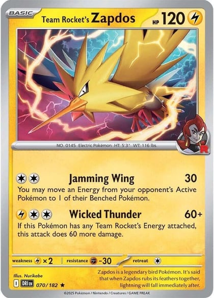 Team Rocket's Zapdos, SV10: Destined Rivals 070/182