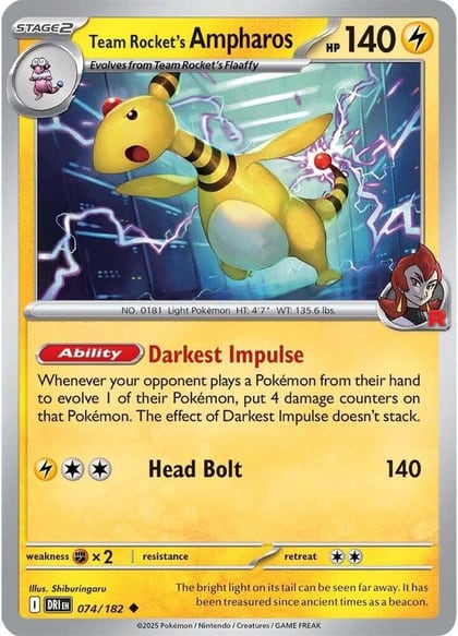 Team Rocket's Ampharos, SV10: Destined Rivals 074/182