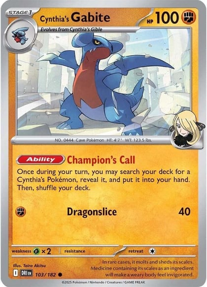Cynthia's Gabite, SV10: Destined Rivals 103/182