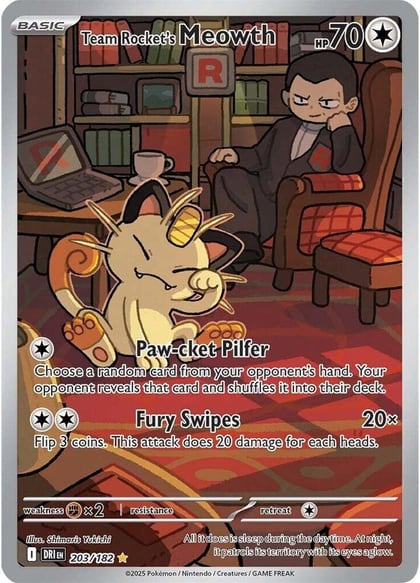 Team Rocket's Meowth - 203/182, SV10: Destined Rivals 203/182