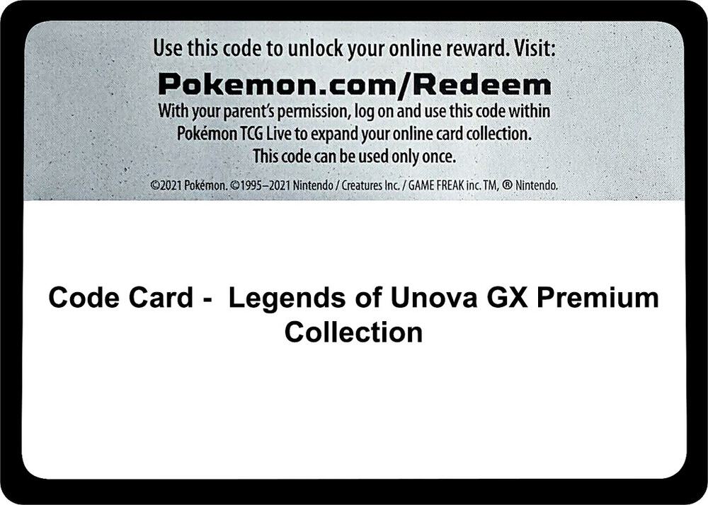 Code Card - Legends of Unova GX Premium Collection, Dragon Majesty P491239