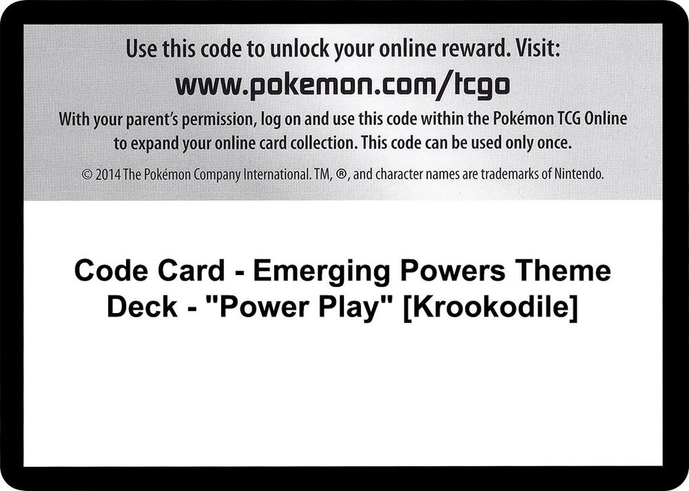 Code Card - Emerging Powers Theme Deck - "Power Play" [Krookodile], Emerging Powers P280527