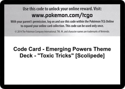 Code Card - Emerging Powers Theme Deck - "Toxic Tricks" [Scolipede], Emerging Powers P280528