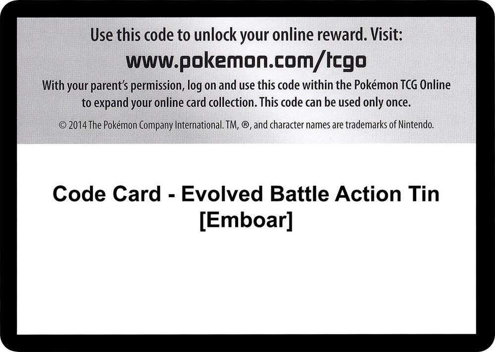 Code Card - Evolved Battle Action Tin [Emboar], Emerging Powers P280529