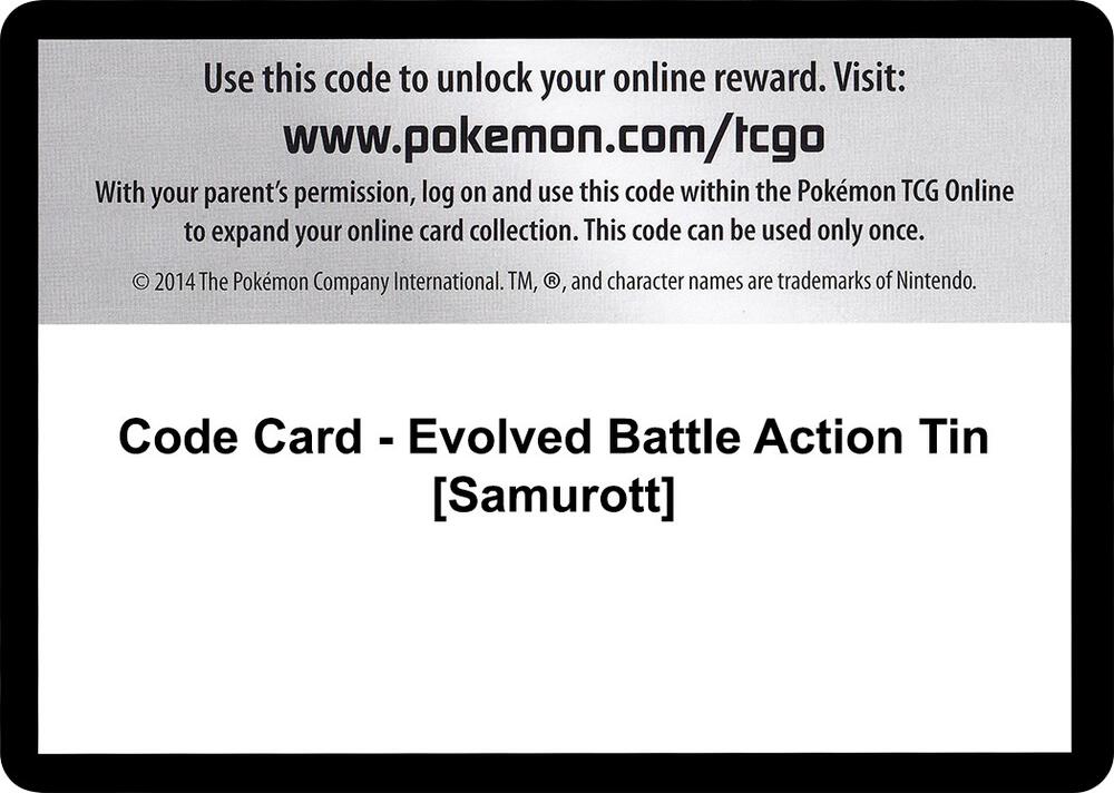 Code Card - Evolved Battle Action Tin [Samurott], Emerging Powers P280530