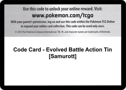 Code Card - Evolved Battle Action Tin [Samurott], Emerging Powers P280530