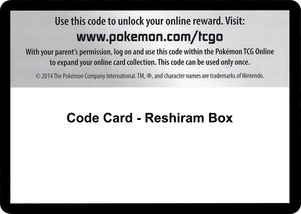 Code Card - Reshiram Box, Emerging Powers P280532