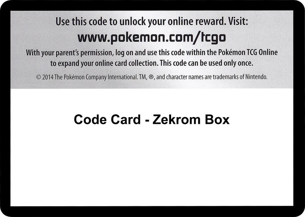 Code Card - Zekrom Box, Emerging Powers P280533