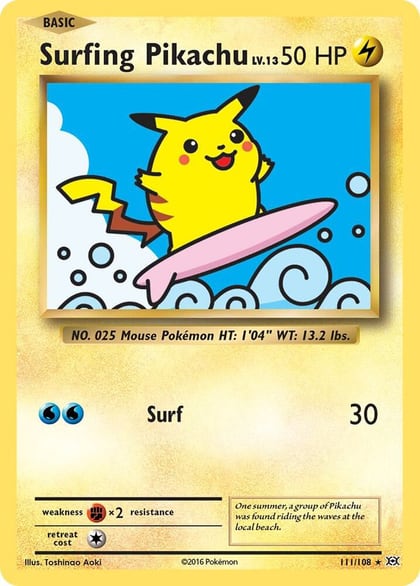 Surfing Pikachu, XY - Evolutions 111/108