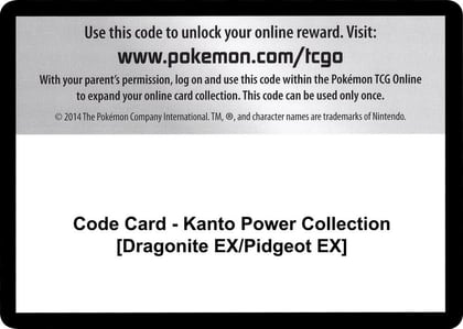 Code Card - Kanto Power Collection [Dragonite EX/Pidgeot EX], XY - Evolutions P251534