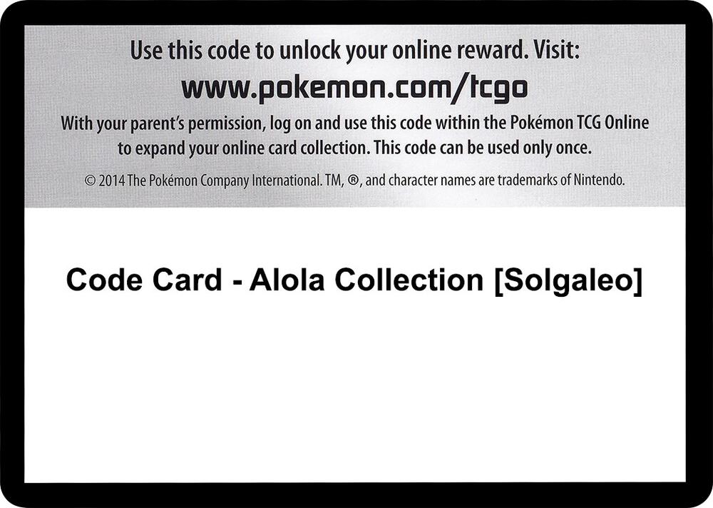 Code Card - Alola Collection [Solgaleo], XY - Evolutions P280358