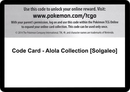 Code Card - Alola Collection [Solgaleo], XY - Evolutions P280358
