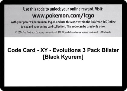Code Card - XY - Evolutions 3 Pack Blister [Black Kyurem], XY - Evolutions P280374
