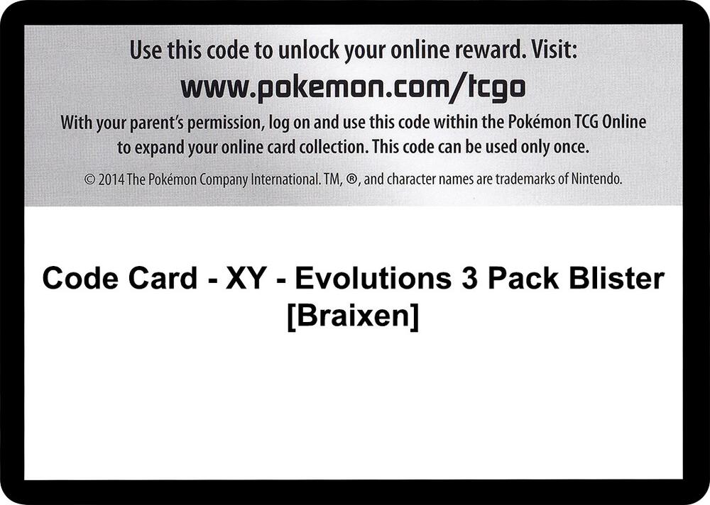 Code Card - XY - Evolutions 3 Pack Blister [Braixen], XY - Evolutions P280375
