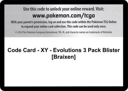 Code Card - XY - Evolutions 3 Pack Blister [Braixen], XY - Evolutions P280375
