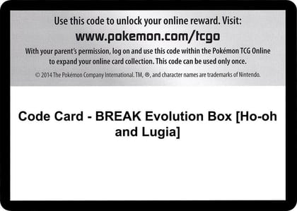 Code Card - BREAK Evolution Box [Ho-oh and Lugia], XY - Fates Collide P280382