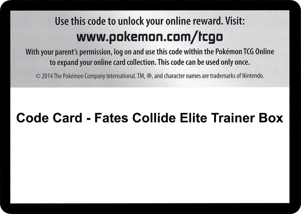 Code Card - Fates Collide Elite Trainer Box, XY - Fates Collide P280383