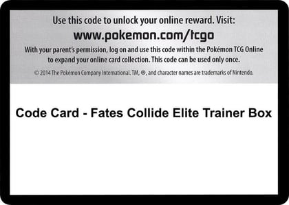 Code Card - Fates Collide Elite Trainer Box, XY - Fates Collide P280383