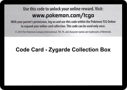 Code Card - Zygarde Collection Box, XY - Fates Collide P280395