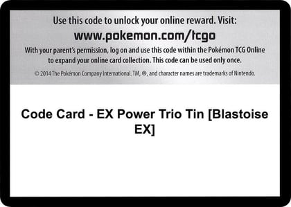 Code Card - EX Power Trio Tin [Blastoise EX], XY - Furious Fists P280415