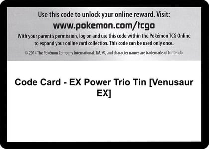 Code Card - EX Power Trio Tin [Venusaur EX], XY - Furious Fists P280417