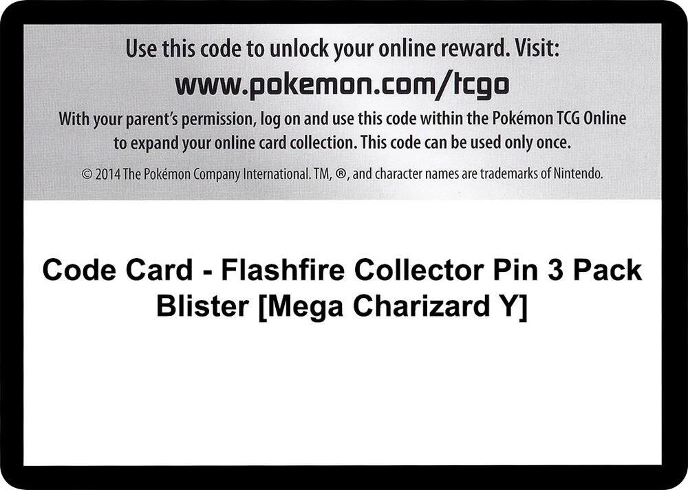 Code Card - Flashfire Collector Pin 3 Pack Blister [Mega Charizard Y], XY - Flashfire P280400