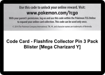 Code Card - Flashfire Collector Pin 3 Pack Blister [Mega Charizard Y], XY - Flashfire P280400