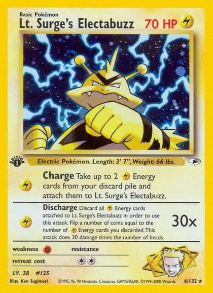 Lt. Surge's Electabuzz (6), Gym Heroes 006/132