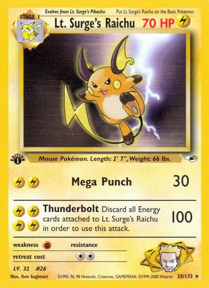 Lt. Surge's Raichu, Gym Heroes 028/132