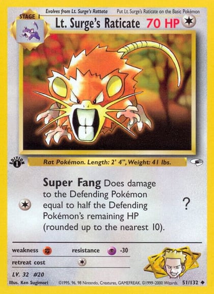 Lt. Surge's Raticate, Gym Heroes 051/132
