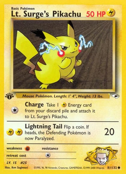 Lt. Surge's Pikachu, Gym Heroes 081/132