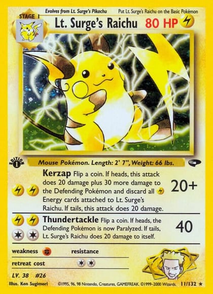 Lt. Surge's Raichu, Gym Challenge 011/132