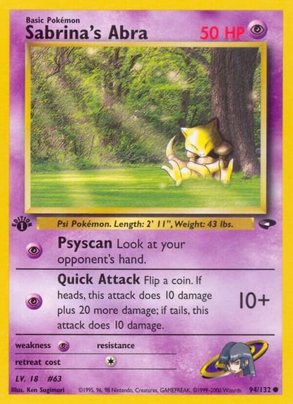 Sabrina's Abra (94), Gym Challenge 094/132