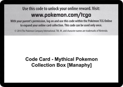 Code Card - Mythical Pokemon Collection Box [Manaphy], Generations P252437