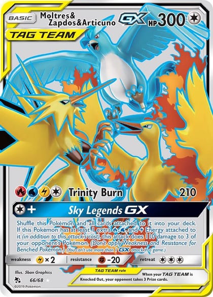 Moltres & Zapdos & Articuno GX (Full Art), Hidden Fates 66/68