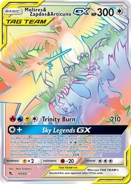 Moltres & Zapdos & Articuno GX (Secret), Hidden Fates 69/68